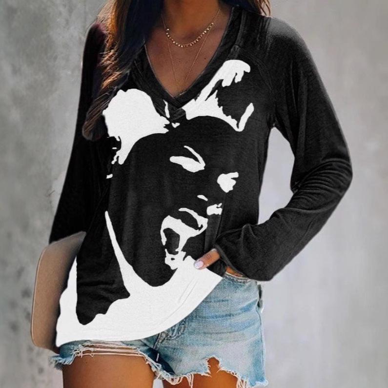 2024 Women's V-Neck NFL Team Long Sleeve T-Shirt with 3D Print Design