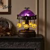 Halloween Tabletop Decor Ghost Carousel Light, Night Gothic Stained Glass Shade Vintage Resin with Floating Ghosts/Pumpkins, Spooky Table Lamp
