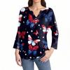 Women's T Shirt Print Button 3/4 Sleeve Daily Weekend Fashion Basic V- Neck Regular Top
