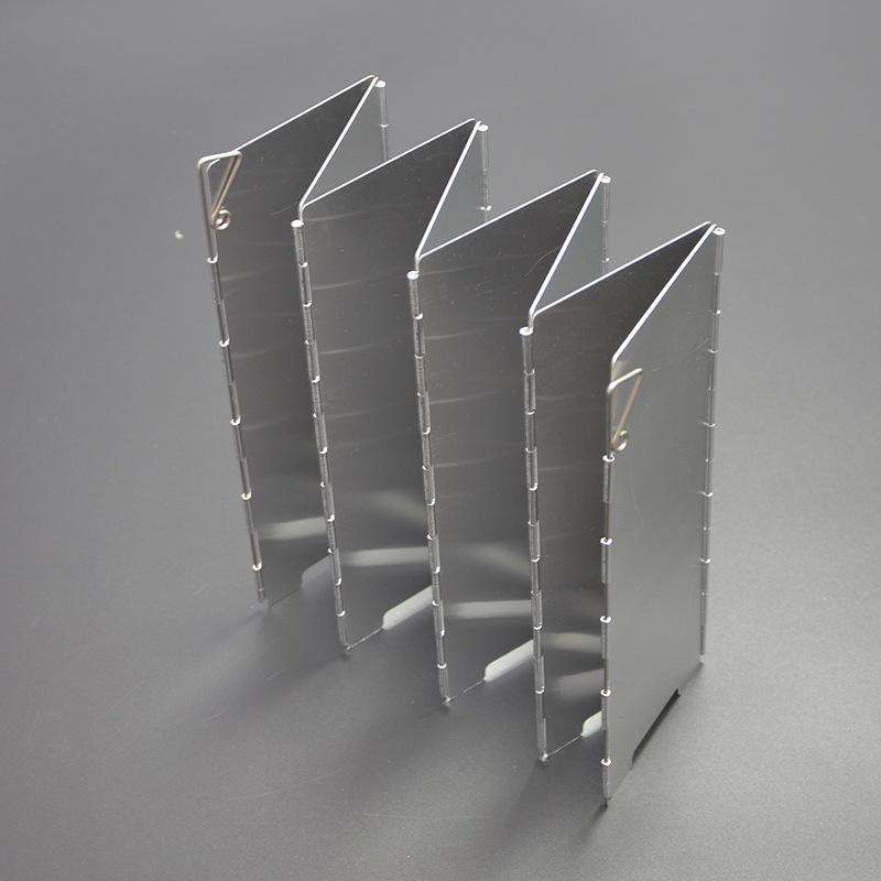 

Ultralight Aluminum Foldable Camping Stove Windshield with Pegs - 8-Piece Set & Cloth Bag