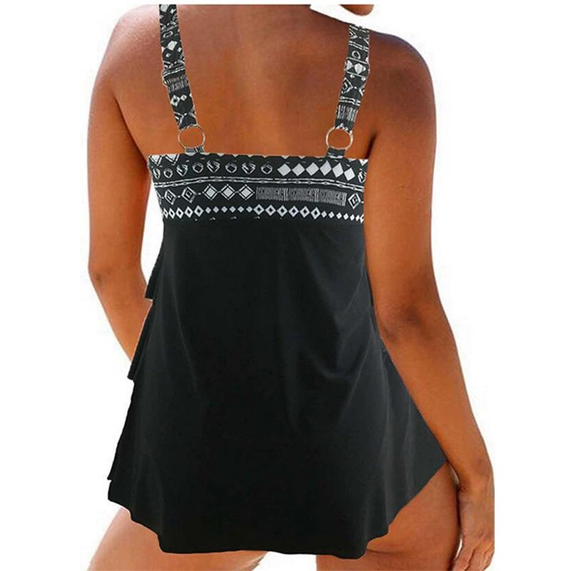 European & American Plus Size Rhombus Split Swimsuit for Women