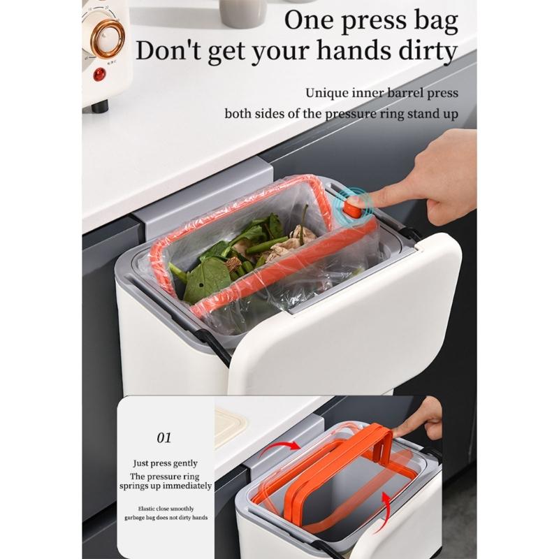 Hanging Kitchen Trash Can with Lid 9L Large Capacity Compost Bin for Under Sink or Countertop