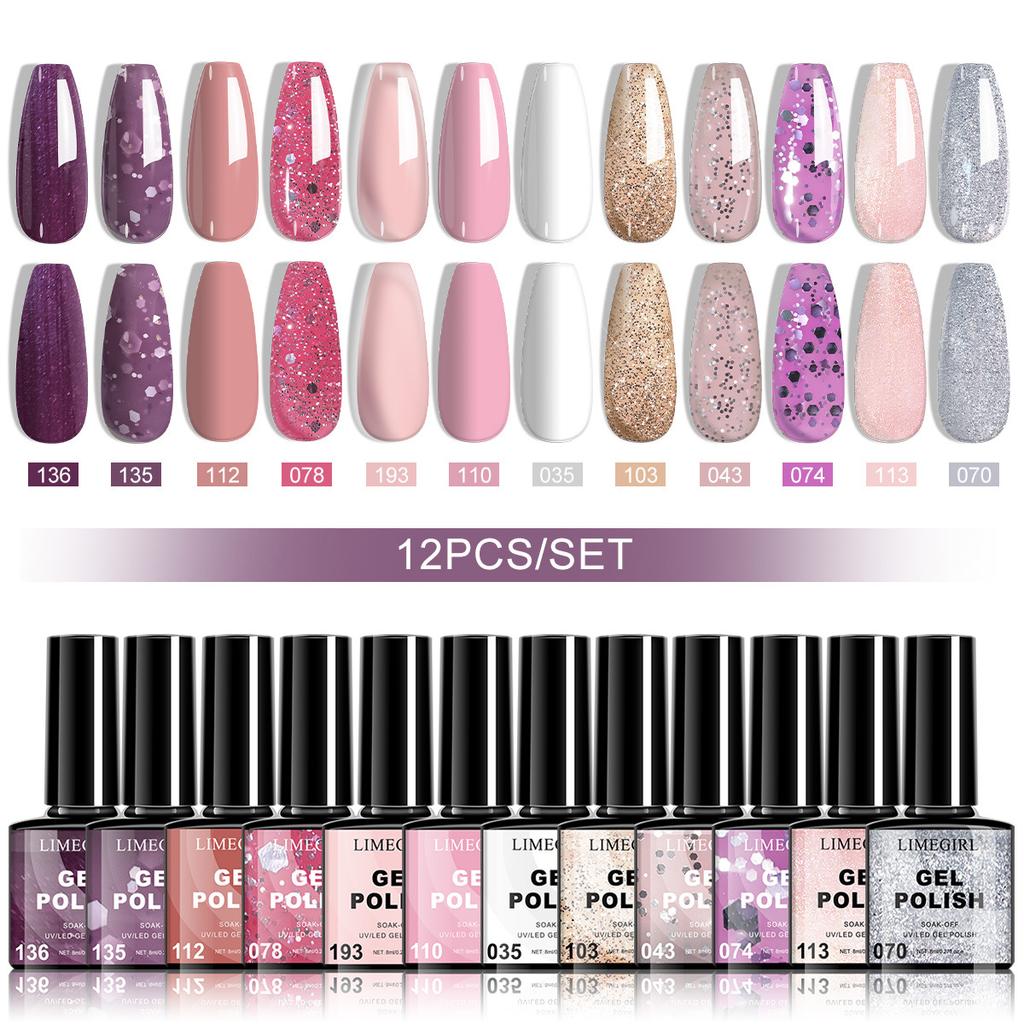 HEMA-Free 12-Color Gel Polish Set Soak-Off Nail Gel Kit Non-Toxic UV Lamp Curing Salon Quality Long Lasting for Beginners