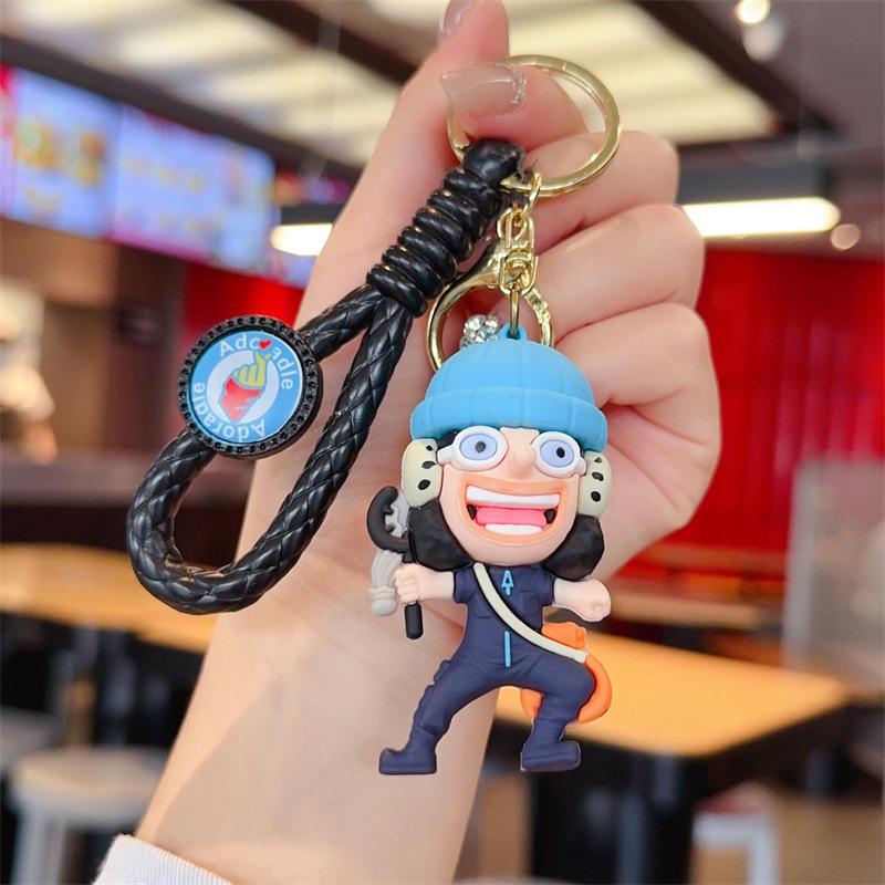 Cartoon One Piece Keychain: PVC Figurine Charm for Bags & Cars, Cute Gift