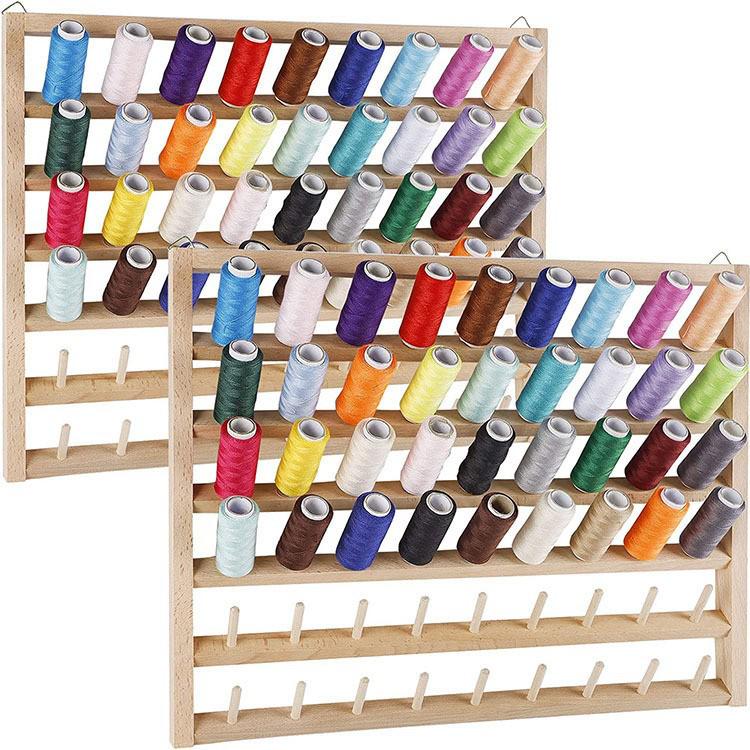 Foldable Wooden Thread & Yarn Rack - Spool & Bobbin Storage, Wig Stand