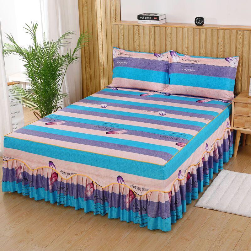 Home Textile Bedcover European Style Bedspread Polyester Cotton Bed Skirts Flowers Colourful Bed Linings150X200cm Queen Size