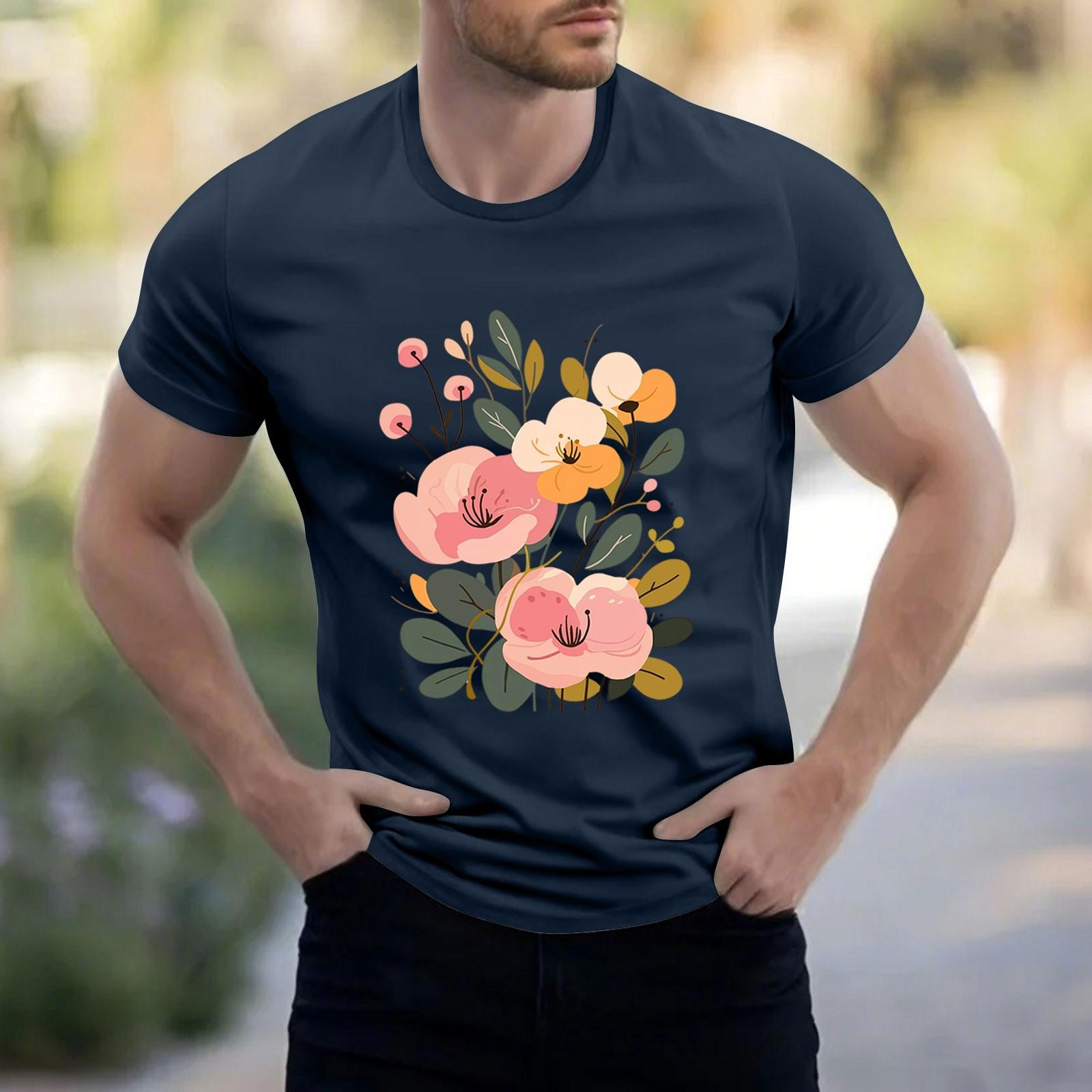 

Мужская рубашка с воротником-стойкой и коротким рукавом, свободная рубашка для отдыха и отдыха, мужская L тёмно-синий