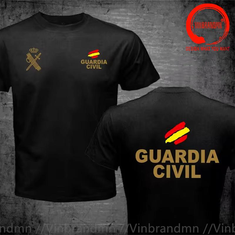 Spain Guardia Civil Espaa Emblem Back Gold T Shirt Unisex Fashion Trendy Casual Clothing Stylish Tops Tee Shirt Leisure Tshirt