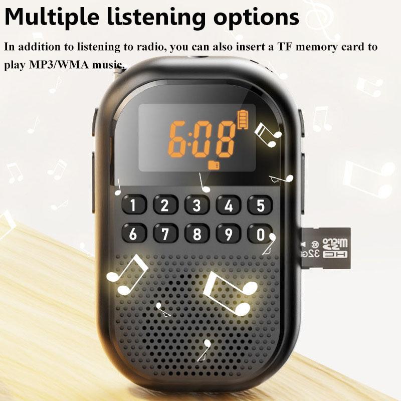 Mini Pocket FM AM Radio Large LCD Display DSP Radios Receiver Wireless Bluetooth Speaker TF Card Music Player for Elder 9K/10K