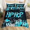 Homewish Hip Hop Music Duvet Cover Set For ChildBlack Blue Graffiti Bedding SetStreet Artwork Bed Set