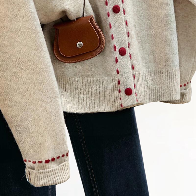 Sybilshe Women's Color Block Cartoon Round Neck Sweater