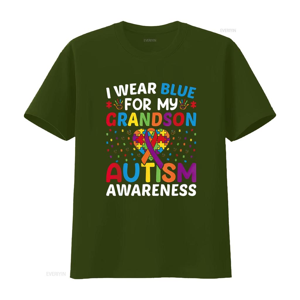 Autism Awareness Grandma Grandpa I Wear Blue For My Grandson T Shirt vintage Washed Soft Slightly streetwear Stylish homme