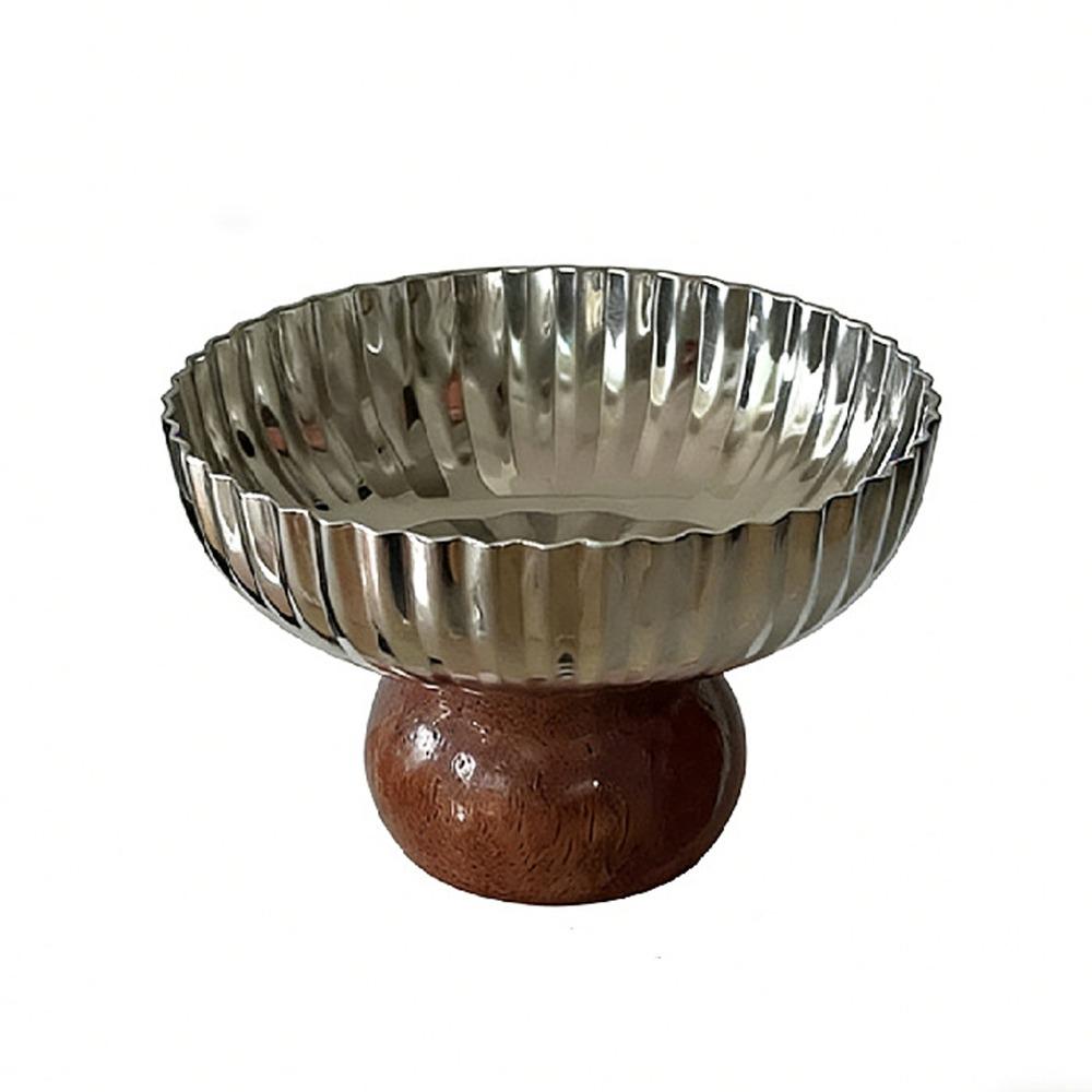 Food Grade Stainless Steel Dessert Bowl Retro Style Fruit Plate Dessert Salad Goblet High Footed Ice Cream Cup Restaurant