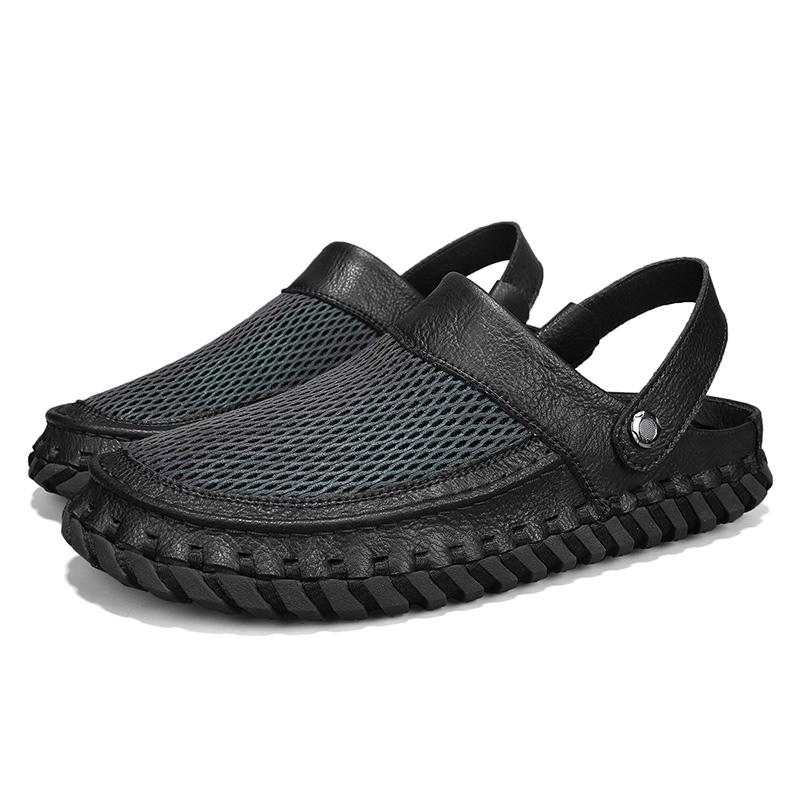 

Модные летние мужские сандалии ручной работы. Универсальный и удобный стиль. Дышащие тапочки на плоской подошве для отдыха на открытом воздухе. Качественная обувь. 43 чёрный