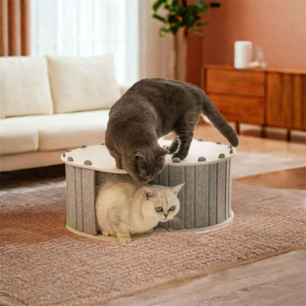 Abnehmbares Filz Katzen Tunnelbett Kratzfestes Katzenversteckhaus Katzenhöhle für Katzen Kätzchen