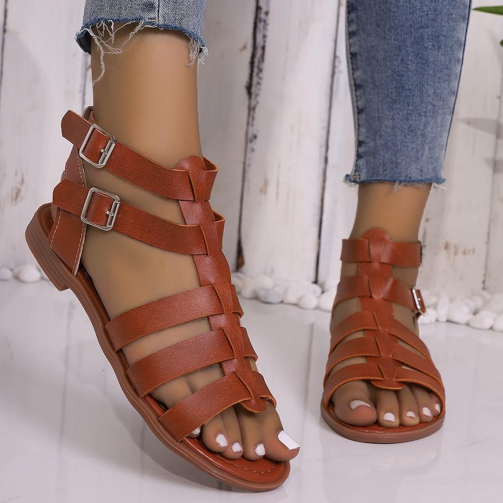 Fashion Luxury Women's Sandals Summer Elegant Woman Shoes with Low Heels Flats Casual Gladiator White Fish Toe Designer Sandals Flats