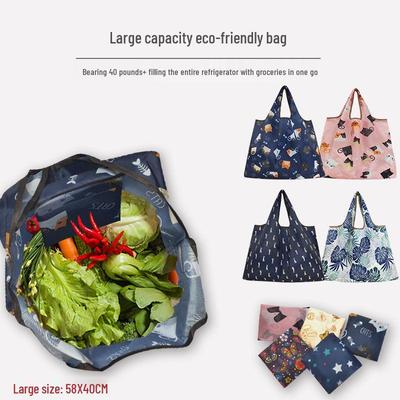 Foldable Eco-Friendly Cartoon Shopping Tote - Waterproof, Large Capacity, Portable Grocery Shoulder Bag