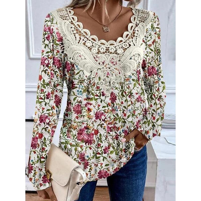 IHUASU Women's Fashion Casual Long Sleeve O-Neck Blouses & Shirts