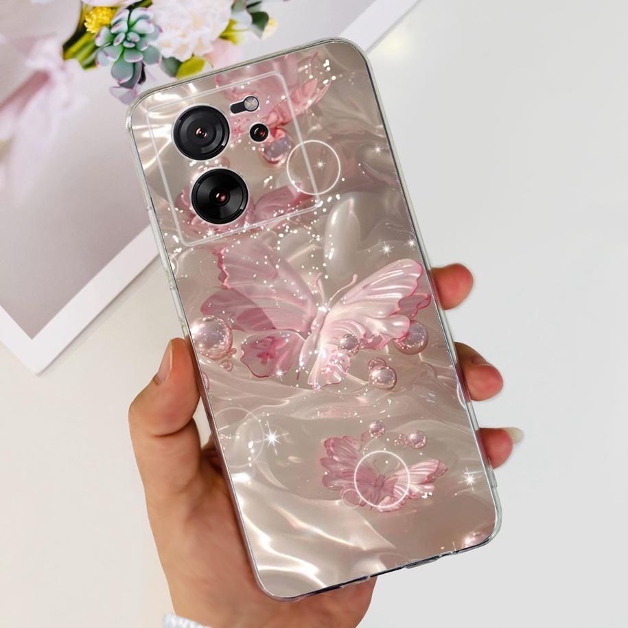 For Xiaomi 13T Pro Case Fashion Flowers Shockproof Soft Silicon Protector Clear Coque For Xiaomi 13T Phone Cases Mi 13TPro Funda