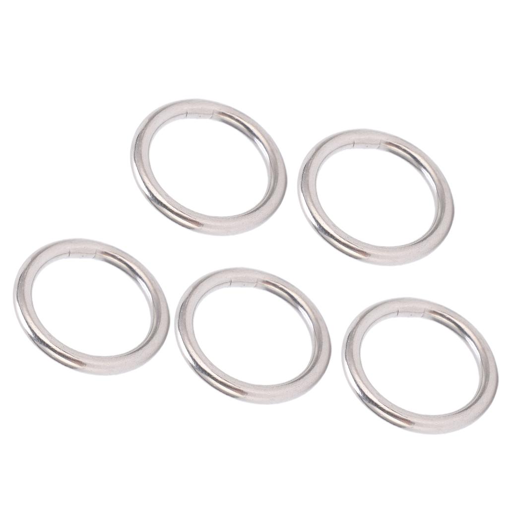 5Pcs 304 Stainless Steel Round O Rings Seamless Multi Purpose Welding Metal O Rings for Marine Boat Equipment Yoga