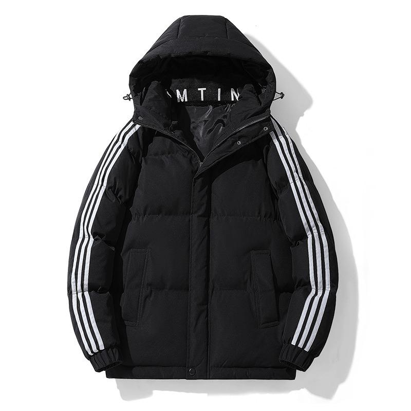

Padded-on men s new winter thickened warm padded jacket three-bar sports padded jacket 6XL