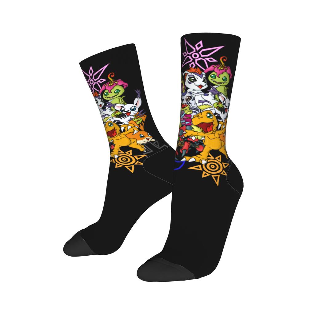 Winter Warm Hip-hop Unisex Digimon and Crests Socks Nostalgic Anime Breathable Skateboard Socks