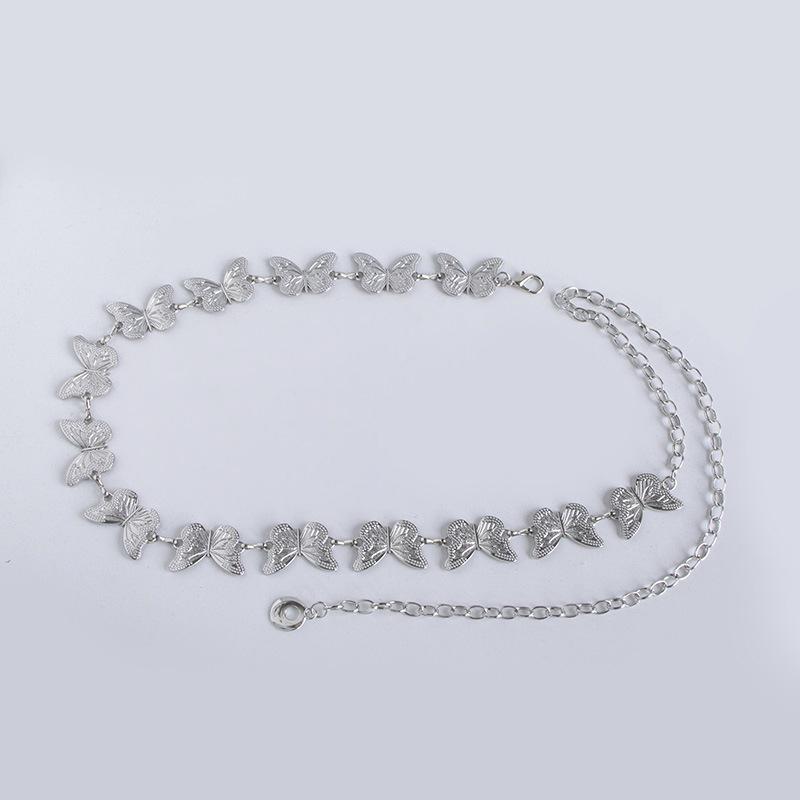 Lanț de talie cu strasuri pentru femei: Curea retro cu flori fluture, de înaltă calitate - accesoriu versatil și elegant.