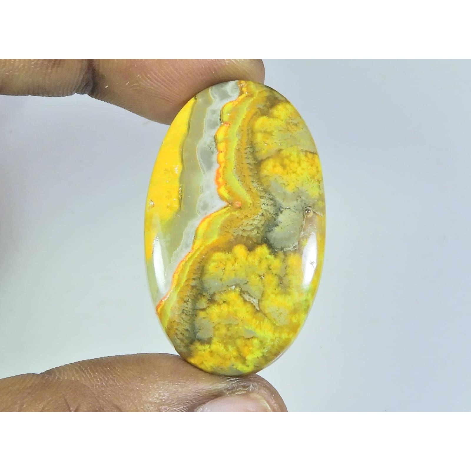 

54Cts. Натуральный овальный кабошон из яшмы «Шмель», рассыпной драгоценный камень 24X42X05 мм D-114