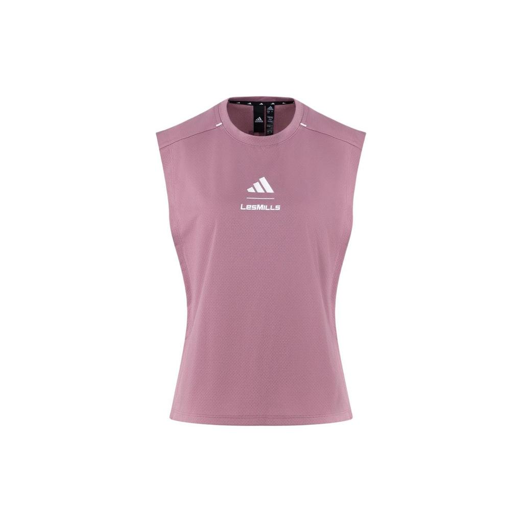 Adidas X Les Mills Collaboration Brand Logo Comfortable Round Neck Casual Vest Women Tops Brown Purple JE1805