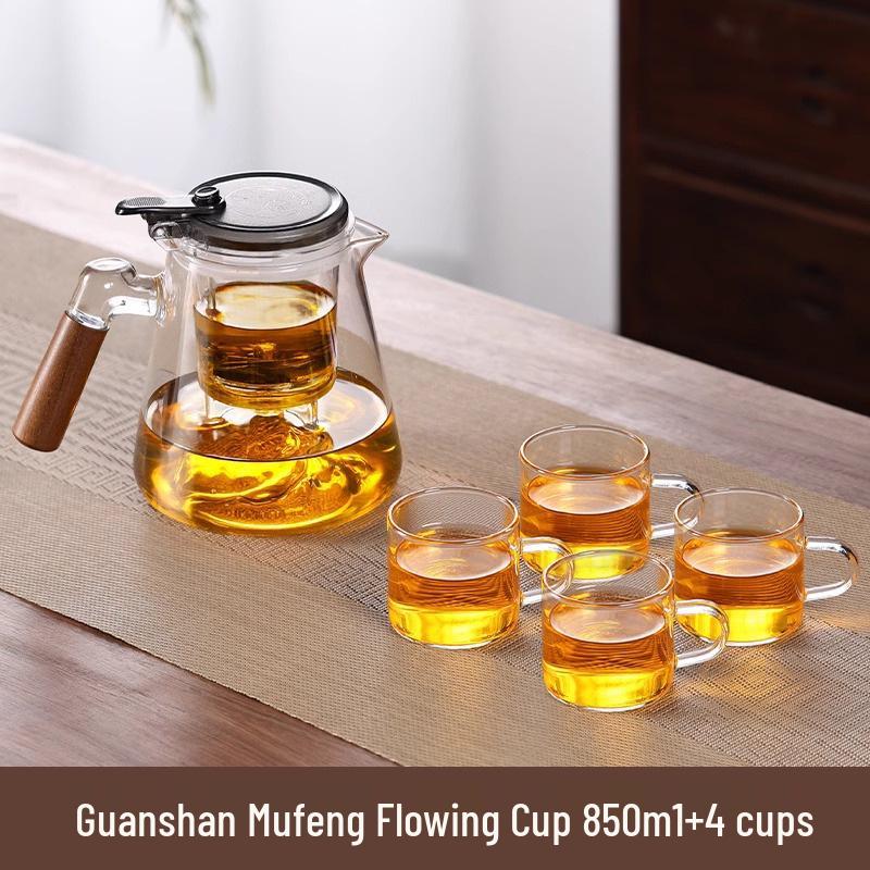 High-Temperature Resistant Glass Teapot with Built-in Tea & Water Separation