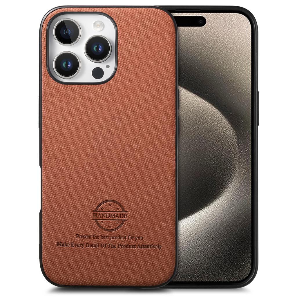 Für iPhone 15 Pro Hülle Stofftextur Leder+PC+TPU Anti-Sturz Handyhülle