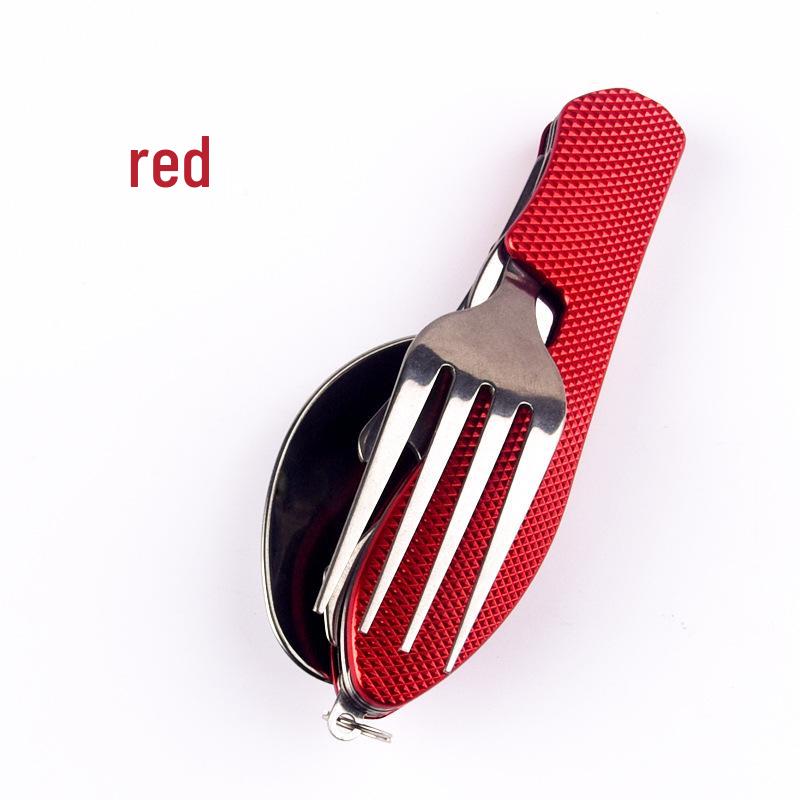 

Многофункциональный складной набор карманных ножей: Разборный нож, вилка и ложка 3-в-1 красный