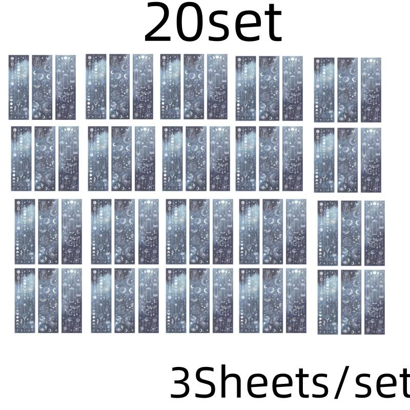 3 Sheets Butterfly Moon Star Stickers PET Transparent Decorative Stickers For Craft Album Journal Scrapbooking