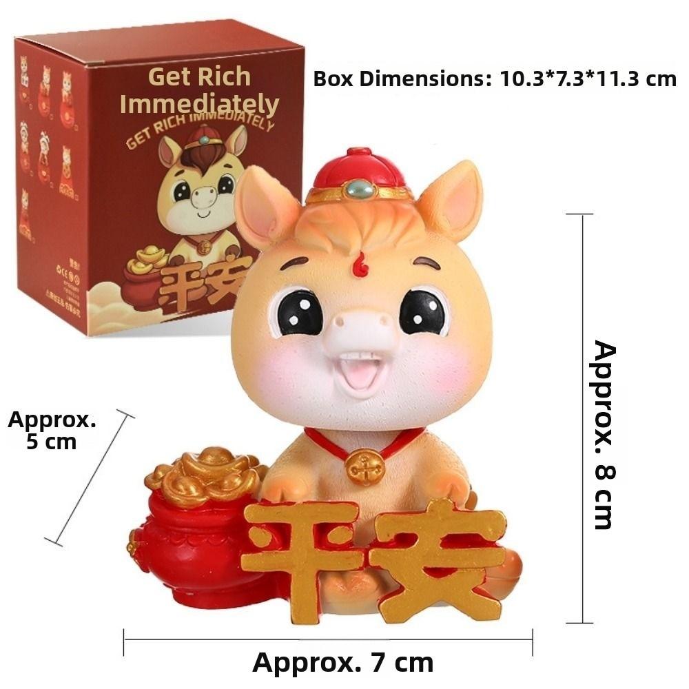 Resin Head-shaking Horse Figurine Cartoon Horse Wealth Lucky Charm Creative Desktop Ornament  Gift