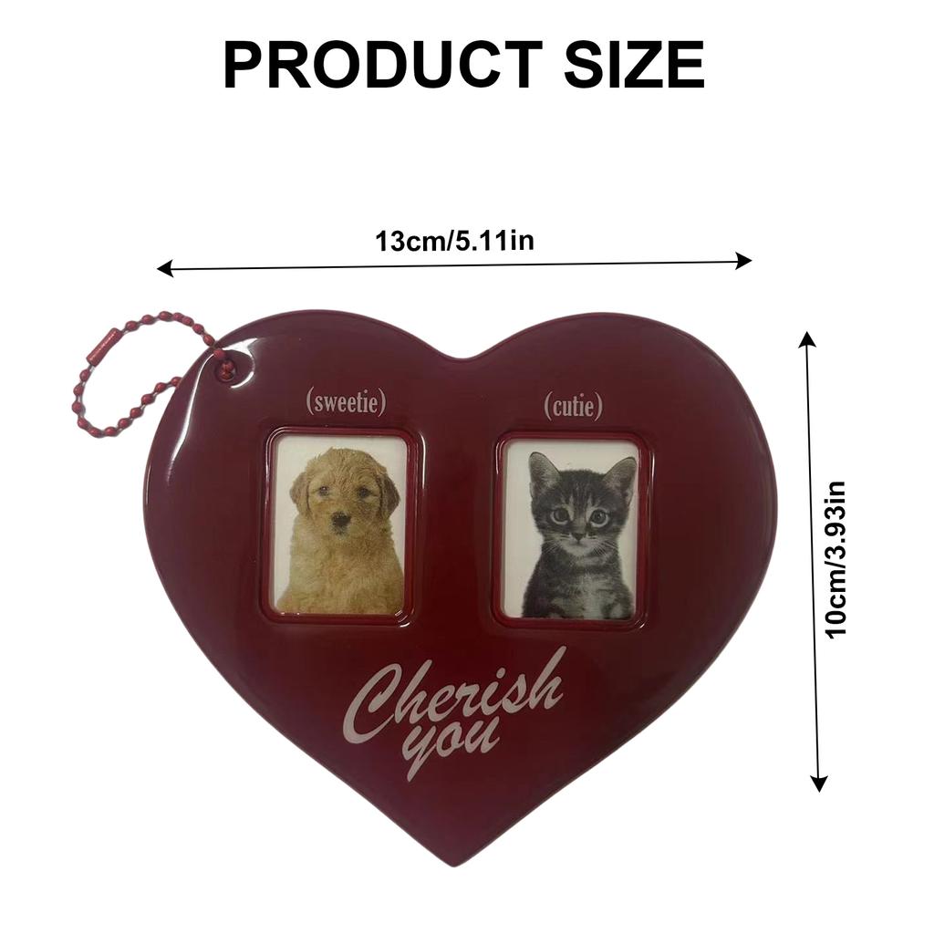 Herz Kartenhalter Schlüsselanhänger mit Schleife und gewebtem Band Fotokartenhülle Schlüsselanhänger Anhänger Accessoire für Taschen und Schlüssel