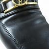 LOUIS VUITTON loafers Square toe with LV Metal logo black leather Women 37.5 Used