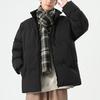 Men Cotton Jacket Stand Collar Long Sleeve Zipper Placket Thickened Down Coat