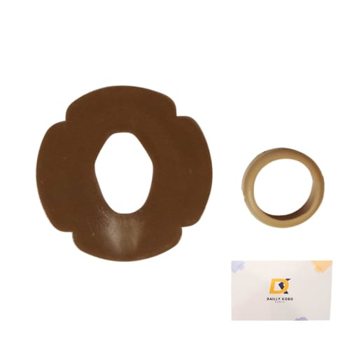 Wooden sword tsuba and tsuba stopper set (for Hiramine and large swords) Brown with original card