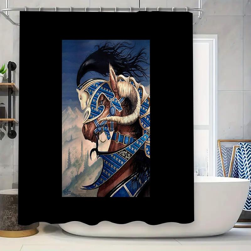 

Gothic Medieval Knight Shower Curtain Dark Fantasy Tapestry Warrior Bathroom Decor Renaissance Home Decor Historical Wall Hangin W60H190(CM)-1 Pcs
