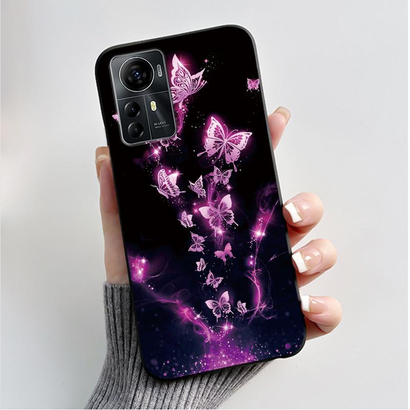 Für ZTE Blade A72S A7050 Hülle Für ZTE Blade V41 Smart Cover Luxus Mode Schmetterling Blume Silikon Weich Schwarz TPU Stoßfänger Schale