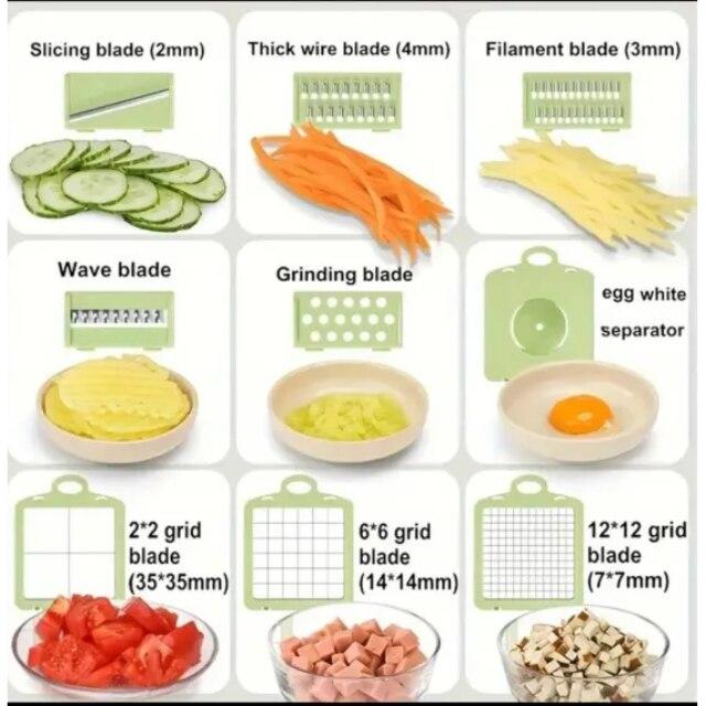 Multi-Function Vegetable Cutter 9 In 1, Fruit and Vegetable Chopper, Model JD-2441, Quick Chop, Kitchen Essential