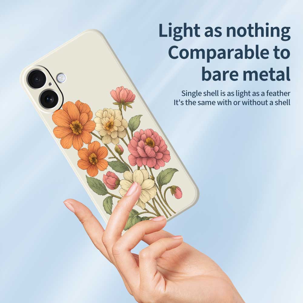 For iPhone 17 Case Beautiful Flowers Pattern Printing Straight Edge TPU Phone Back Cover