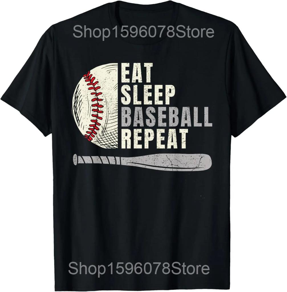 Funny Baseball Life Lifestyle Ice Cream T Shirts Men Pure Cotton Humor Streetwear Tee Shirt Short Sleeve Unisex Loose Clothing