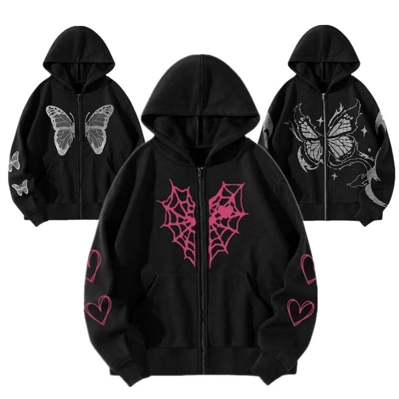 Women's Loose Casual Fashion Printed Zipper Cardigan Women's Sweater Jacket