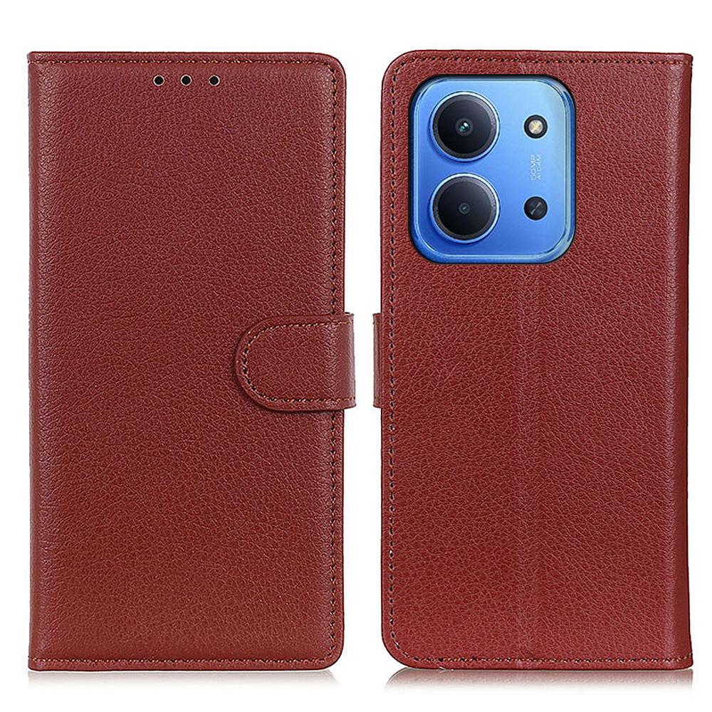 

For Xiaomi Redmi 15C 4G (EU) (173mm)/15C 5G Wallet Case PU Leather Phone Cover Litchi Texture Brown
