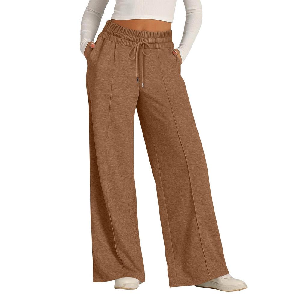 Women's Pants Fashion Casual Pants Solid Color Drawstring High Waist Pants With Pockets
