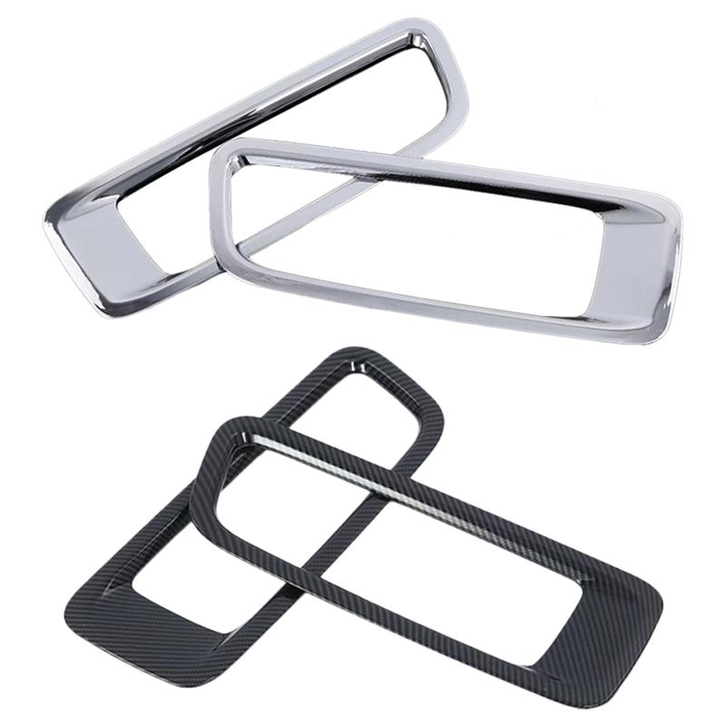 2pcs For Jeep Wrangler JL 2018     Front Hood Air Vent Frame Covers Carbon Fiber Look/Silver Decorative Parts