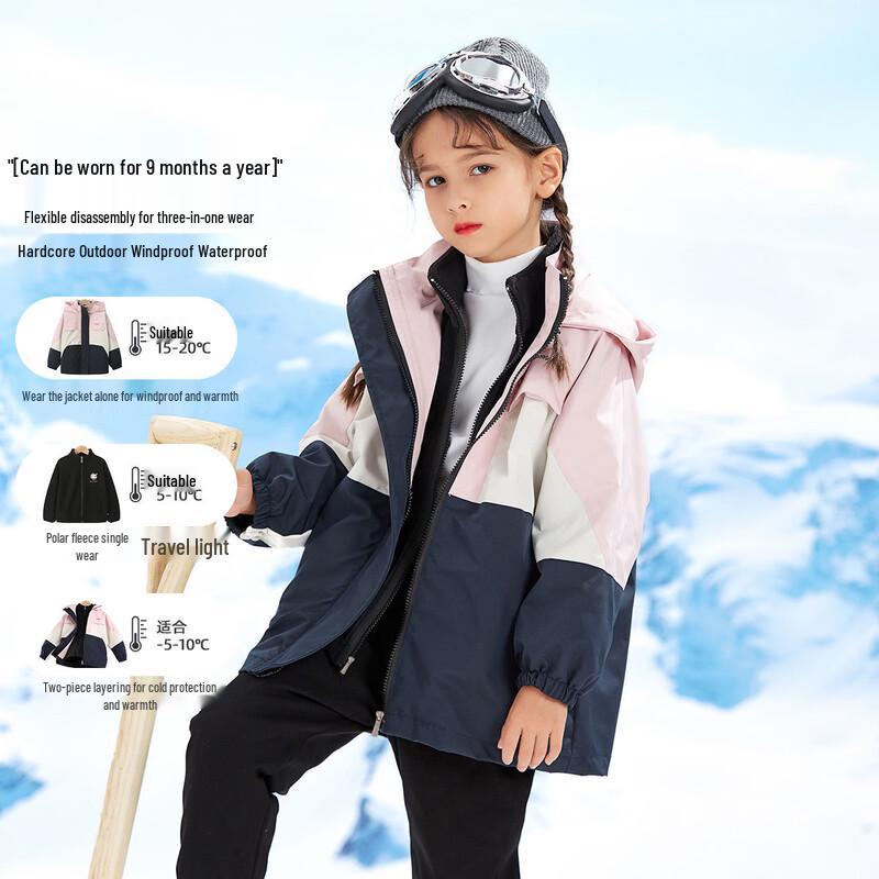 Montagut Kids 3-in-1 Waterproof Fleece-Lined Hooded Jacket