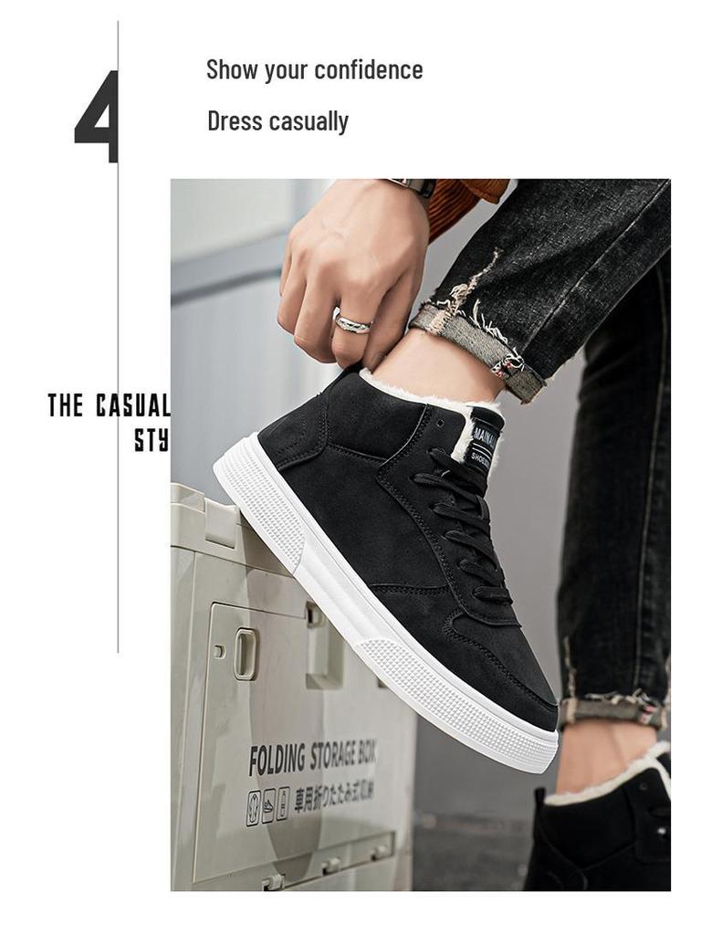 Men's Plus Size High-Top Winter Fleece-Lined Sneakers