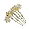 Korean Rhinestone Cat's Eye Flower Hair Comb Hairpin Clip Hair Accessory